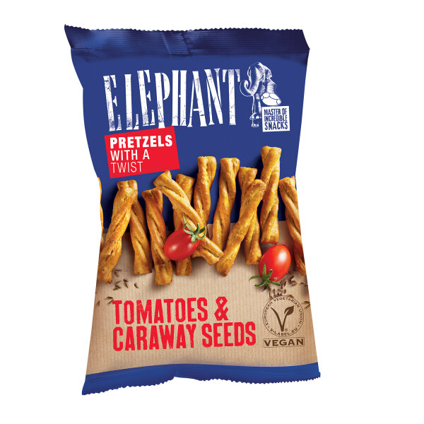 Elephant Pretzels Twisted Tomatoes & Carraway Seeds 80g